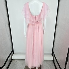 Vintage 1970s Light Pink Tiered Ruffle Bodice Empire Maxi Dress (Size 2/XS)