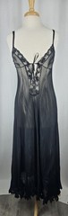 Vintage 60’s GLYDONS Nightgown Black Sheer Pleated Stretch Full Sweep Sexy Pinup