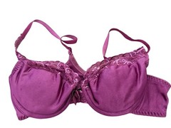 Vintage Victorias Secret scalloped Bra 36b Shiny purple Satin Removable Pads