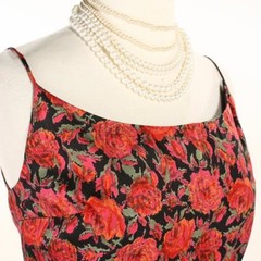 Vintage Mr Mort Fitted Dress Red Rose on Black Metal Zip Sz S B34 W24 – Hey Viv