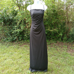 Funky Brand Vintage Black Satin Bridesmaid Prom Party Dress Side Slits XS/Sm 70s
