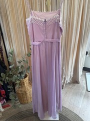 Vintage 70s House of Bianchi Lavender Chiffon Maxi Dress Lace Prom Gown Sz 6