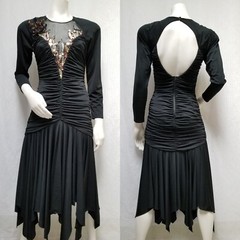 Vintage 1980/90s DOVIZIA Black Ruched Sequin Avant-Garde Dress – Size M – EUC