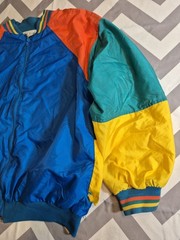 Vintage Bay Club 80s Coat Sz? Color Block Warm Up Jacket Windbreaker Boxy Fit