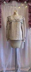Vintage 80s Beaded Top Blouse Oversized Collar Prairie Edwardian Oversized S/M