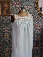 Vintage 1940s Barbizon Blue Nylon Lace Trim Nightgown | Romantic Boudoir