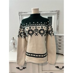 vintage 90s green and cream knit sweater
