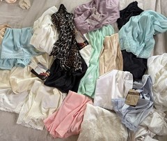 LOT OF 20+ VINTAGE HALF SLIPS NYLON LACE SILKY LINGERIE USA