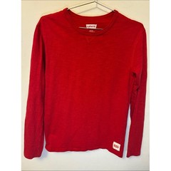 Vintage Levis 💯 Cotton Red Long Sleeve Crewneck T Shirt