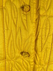 Vintage Dynasty Hong Kong Quilted Housecoat Robe Medium (Petite) Yellow Silk