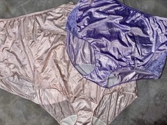 3 Pairs Lot Vtg Shadowline Shiny Nylon & Lace Granny Panty Brief Plus 3XL 3X New