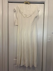 VTG Wild Rose White Bridal Day Dress Peter Pan Collar Padded Midi Buttons
