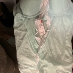 Adonna Light Blue Sheer Vintage Babydoll Nightgown Lace Trim Adjustable Straps M