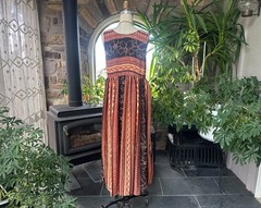 Vintage 1990s Brown Floral and Geometric Rayon Midi Dress Sita
