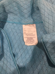 Vtg Blue Diamond Print Nylon Bodysuit Zip Wide Collar Top M USA