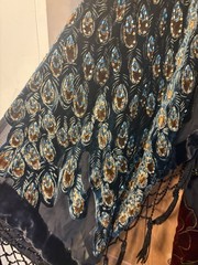 Kimono Jacket Black Sheer Peacock Velvet Beaded Burnout Coverup S/M/L