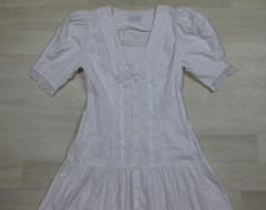 Vintage 80s Gunne Sax Midi Dress (M) Edwardian Lingerie Dress Cotton Drop Waist