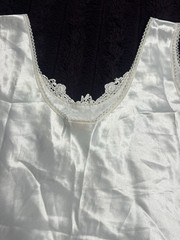 Vintage Escapades Satin Camisole Slip Top Medium Ivory Lace Made USA