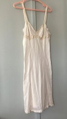 Vintage Olga34 Bust Semi Sheer Cream Nylon & Lace Slip Dress Size Medium Retro