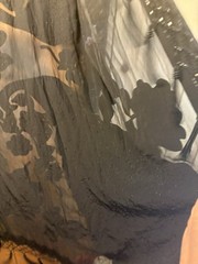 Kimono Jacket Black Sheer Peacock Velvet Beaded Burnout Coverup S/M/L