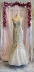Vintage Y2K 2000s Prom Dress Mermaid Sequins Strapless Fairy Ombre Formal S