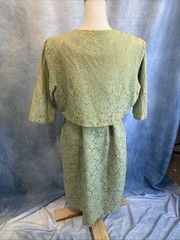 VTG 60s Brocade Wiggle Dress Jacket Belt Set Mint Gold Cocktail ILGWU USA S M