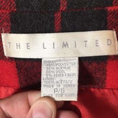 The Limited Vintage 90s Red Black Plaid Flannel Jacket Womens SP Wool Blend
