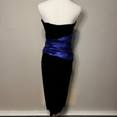VINTAGE 80s Jessica McClintock Gunne Sax Velvet Metallic Strapless Dress SZ 11