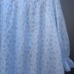 Vtg lace button up house or garden gown, high neck details and ruffle sleeves