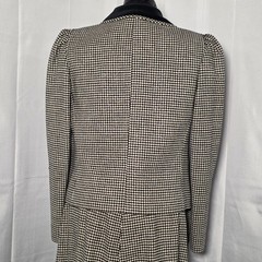 Louis Feraud Paris Vintage Women’s Wool Houndstooth Skirt Suit 42 EU Velour Trim