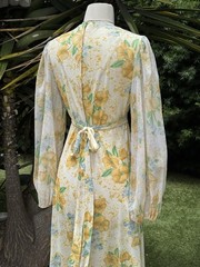 vintage 1970s dress Boho Long Wide Puff Sleeve Maxi Dress M