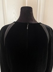 Vintage GENNY Black Velvet Long Sleeve Dress, Italian Size 46, Signed