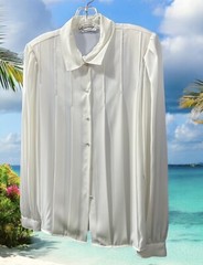 Vintage 80’s pleated front tuxedo style blouse by Alexandria