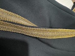 Vtg 80s Military Style Jacket Black Gold Brocade Baroque 6 Chunky Clear Buttons