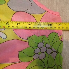 vtg 1960’s Dress Shift Mod Sleeveless Bright Floral yellow Pink green m/l