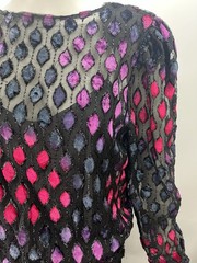Vtg Matti Of Lynne By Pina LoVoi? Geometric Velvet Fringe Flapper Party Dress ML
