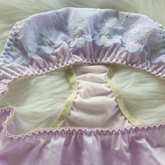 Silky Nylon Panty Sheer Lilly Purple Bikini Sissy Lace Brief Sz. 7-8 Hip 38-42″