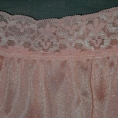 Fruit of the Loom Granny Brief Panty Size 8 Salmon Shiny Sissy Lace Trim Panties