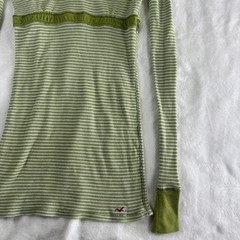 Hollister green striped v-neck babydoll long sleeve top y2k vintage mcbling