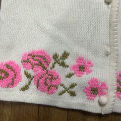 Vintage 1960s Women’s Floral Cardigan Small 18×22 White
