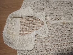 Vtg 70s Sheer Stretchy Knit Draped White Cardigan Jacket Top M