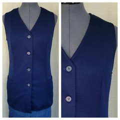 Vintage Stockton Navy Blue Long Button Down Front Vest 36″ Bust