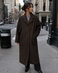 VTG Laura Ashley Brown Wool Coat Alpaca Mohair Long Dressy Overcoat full length