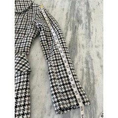 Vintage Houndstooth Check Coat Fully Lined Collar Dress Knee Length Handmade