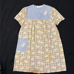 Ashley Taylor 50’s House Dress Coat Sz XL Pastel Madras Pocket Pearl Snap Retro