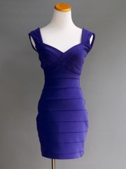 VTG Tadashi Pure Purple Kryptonite Body Con Sexy Bandage Tight Stretch Dress S
