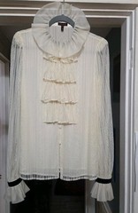 Vintage Escada Ivory Lace Tiered Ruffle Front Lond Sheer Sleeves Womens Size 36