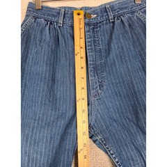 VTG Lee Pinstripe Herringbone Jeans Womens 10 Blue High Rise Tapered USA Made