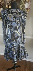 Vintage 1980s Drop Waist Sheer Black With Lamè Floral Design Flaired Skirt Prom