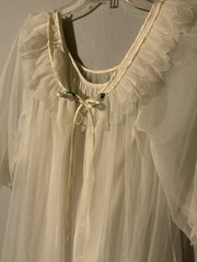 Vtg Tosca Lingerie Negligee Peignoir 2 pc Set White Boudoir Bridal USA Small